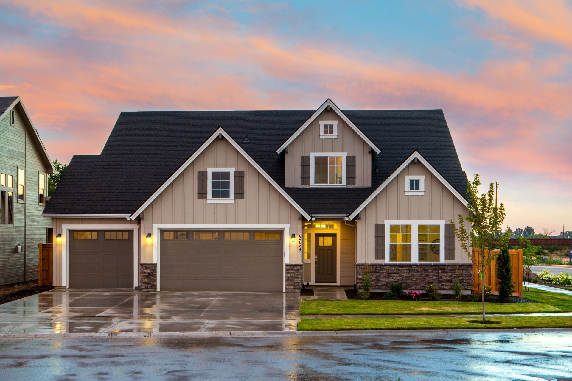 Bay Area home at dusk with interior and exterior lighting by Spark Bright Electric